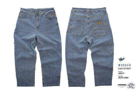 PANTALON WORKER STONED CELESTE - comprar online