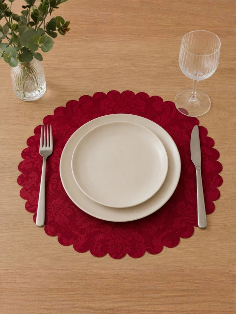Jogo Americano Redondo Jacquard Arabesco Bege Kit com 4 Peças 42 cm /Koenig HOME - (cópia)