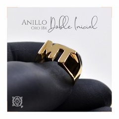 Anillo Doble Inicial de Oro