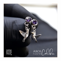 Aros Colibri con circón - Quimbaya Orfebrería 