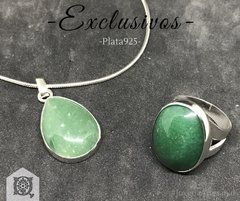 Conjunto de Berta y Colgante en Cuarzo Verde