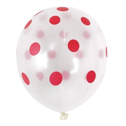 GLOBOS CRISTAL CON LUNARES ROJOS - comprar online