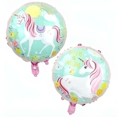 GLOBO UNICORNIO ROSA Y AQUA 45cm - comprar online