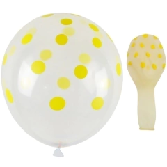 GLOBOS CRISTAL CON LUNARES AMARILLOS