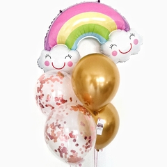 GLOBO ARCOÍRIS CON NUBES SONRIENTES en internet