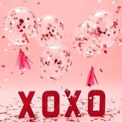 GLOBOS CRISTAL CON CONFETTI CORAZON x5 en internet
