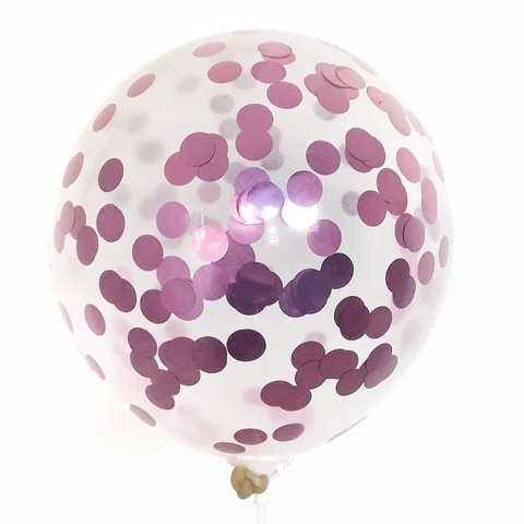 GLOBOS CRISTAL CON CONFETTI ROSA x5
