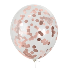 GLOBOS CRISTAL CON CONFETTI ROSE GOLD x5