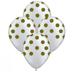 GLOBOS CRISTAL CON LUNARES DORADOS