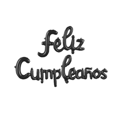 FELIZ CUMPLEAÑOS CURSIVA NEGRO - comprar online