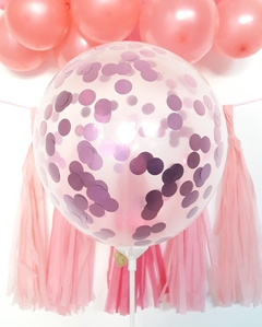 GLOBOS CRISTAL CON CONFETTI ROSA x5 - comprar online