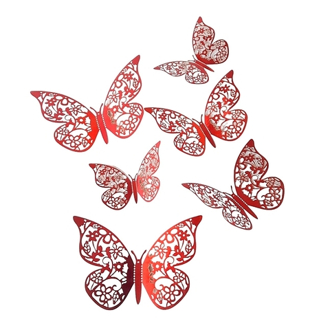 Mariposas 3D Color Rojo x6 - comprar online