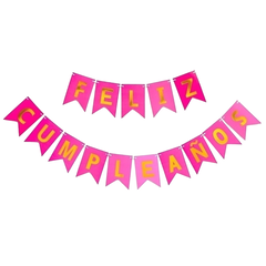 CARTEL FELIZ CUMPLEAÑOS FUCSIA