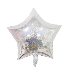 GLOBO ESTRELLA GLITTER PLATEADA 45cm