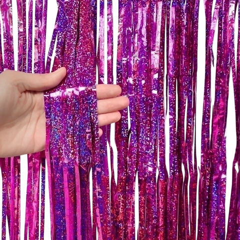 CORTINA DECORATIVA GLITTER FUCSIA
