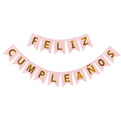 CARTEL FELIZ CUMPLEAÑOS ROSA