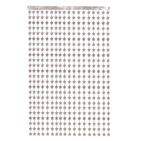 CORTINA DECORATIVA ESTRELLAS PLATEADA - comprar online