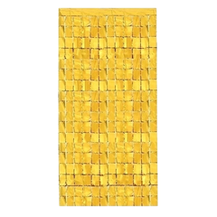 CORTINA DECORATIVA A CUADROS DORADA - comprar online