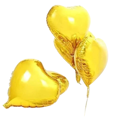 PACK x5 GLOBOS CORAZÓN DORADOS 45cm