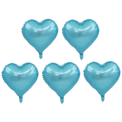 PACK x5 GLOBOS CORAZÓN CELESTES 45cm