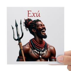 Adesivo Orixá Exú DTF UV Envernizado Prova D'água Sticker