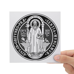 Kit 10 Adesivos Medalha São Bento Imagem DTF UV Prova D'Água