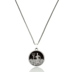 Colar Orixá Exú Imagem Resinada Umbanda - Prateado