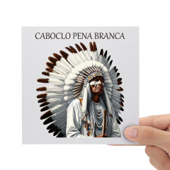 Adesivo Caboclo Pena Branca DTF UV Envernizado Prova D'água