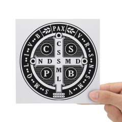 Kit 10 Adesivos Medalha São Bento Cruz DTF UV Prova D'Água