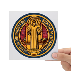Kit 10 Adesivos Medalha São Bento Colorida DTF UV Sticker
