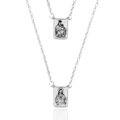 Escapulário Aço Nossa Senhora do Carmo Sagrado Coração Jesus