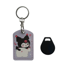 Llavero Eco Cuero Kuromi Cubre Llave Magnetica Electronica Funda Airtag Proximidad