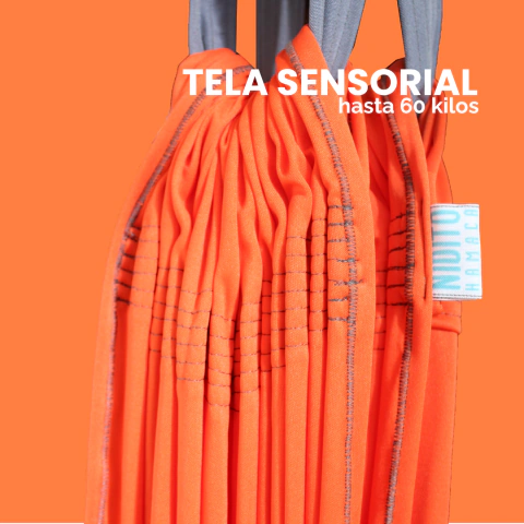 Hamaca Tela Sensorial Elástica | NARANJA 60 kilos | Presión Profunda y Efecto Capullo