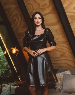 Vestido Evase Poliuretano expressão [Tm GG] (4376) - loja online