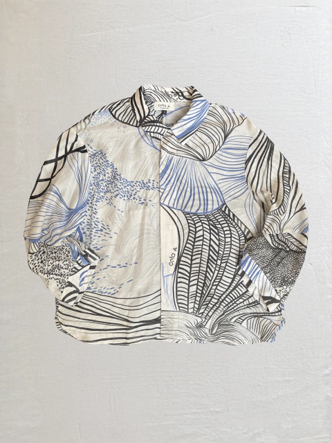 CAMISA CROP COTTON+SILK FULL PRINT - Mariana Dappiano Store