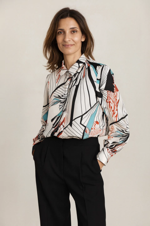 CAMISA CLASICA SLIM FIT SEDA GRILLOS BLANCA - comprar online