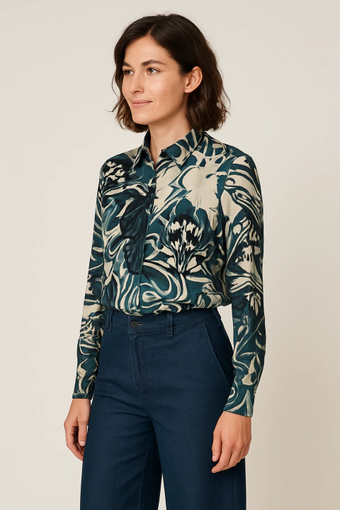 CAMISA CLASICA SLIM FIT SEDA MARIPOSA BLUE - comprar online