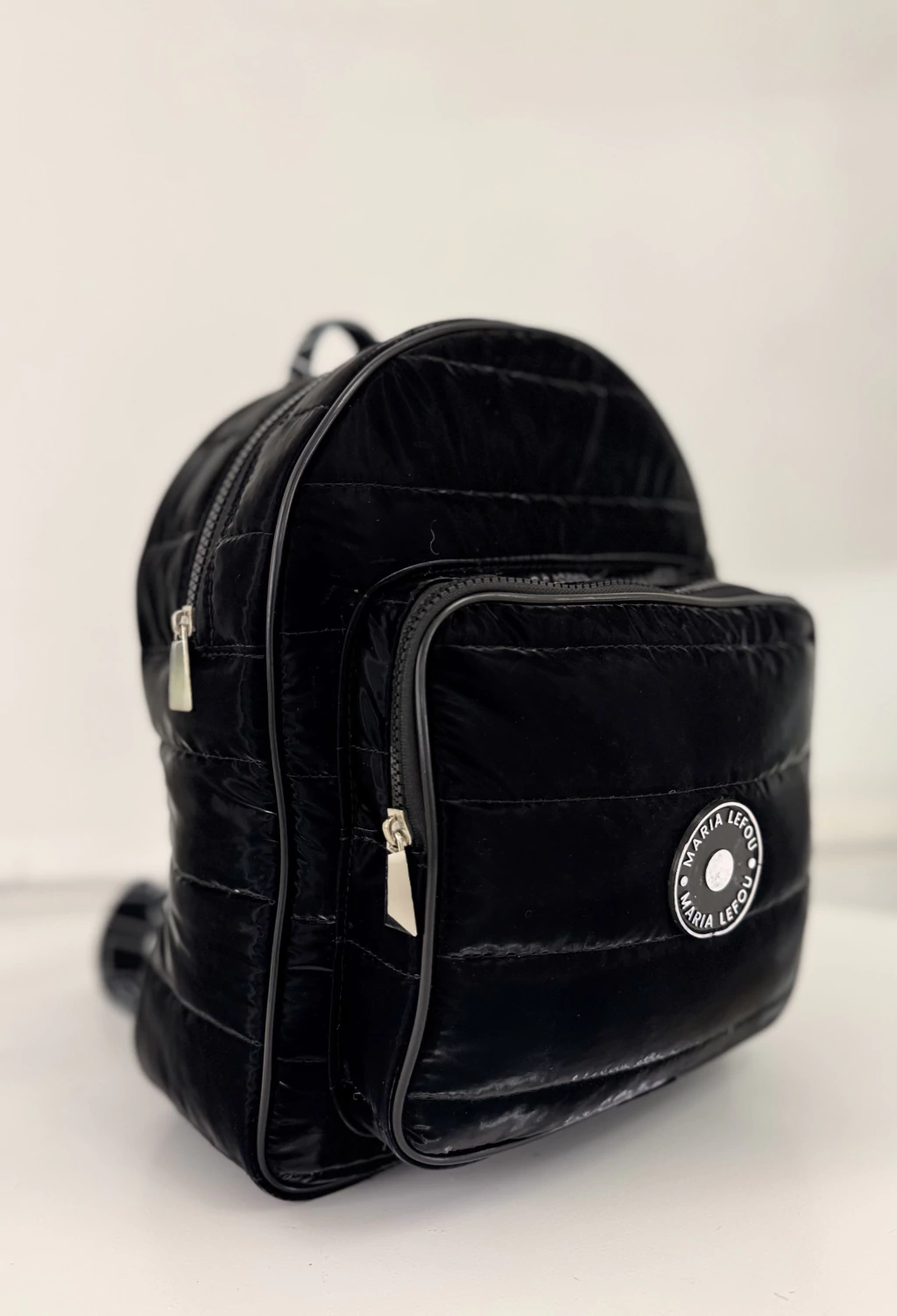 Mochila Camille negro puffer brilloso