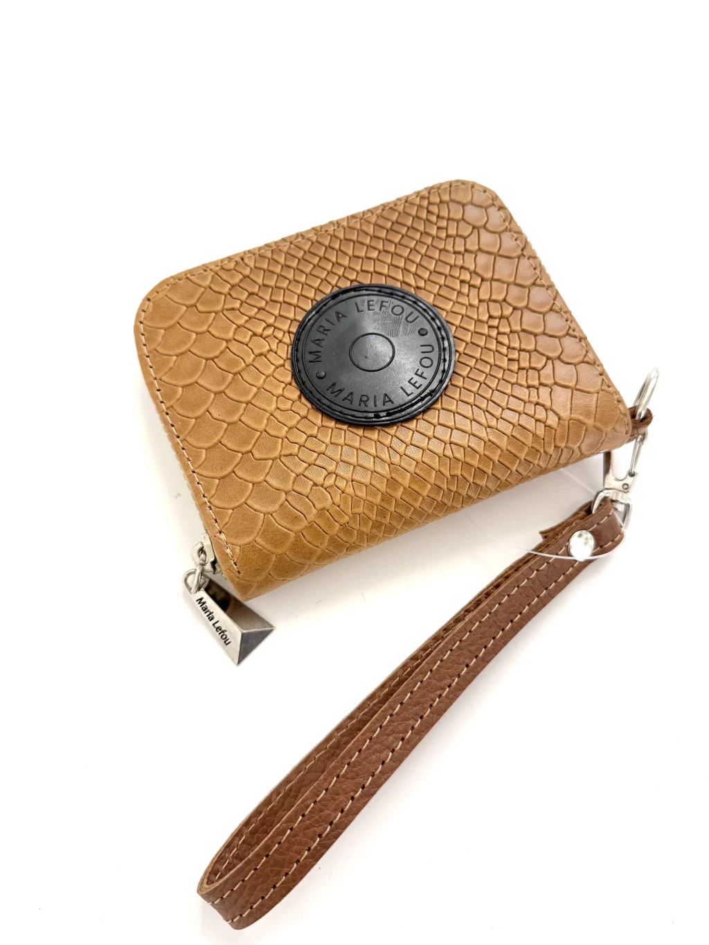 billetera olivia suela con negro y cierre beige