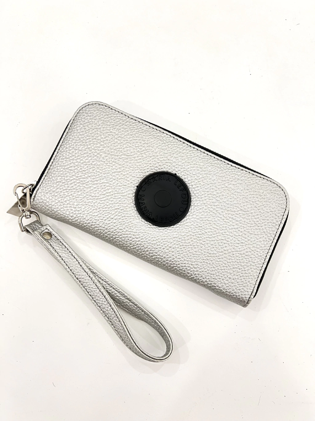 billetera agnes plata combinada con negro