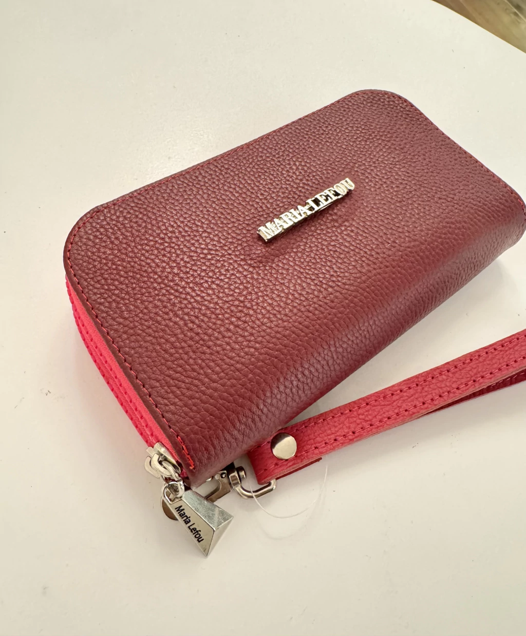 billetera doble cierre bordo cierre fucsia