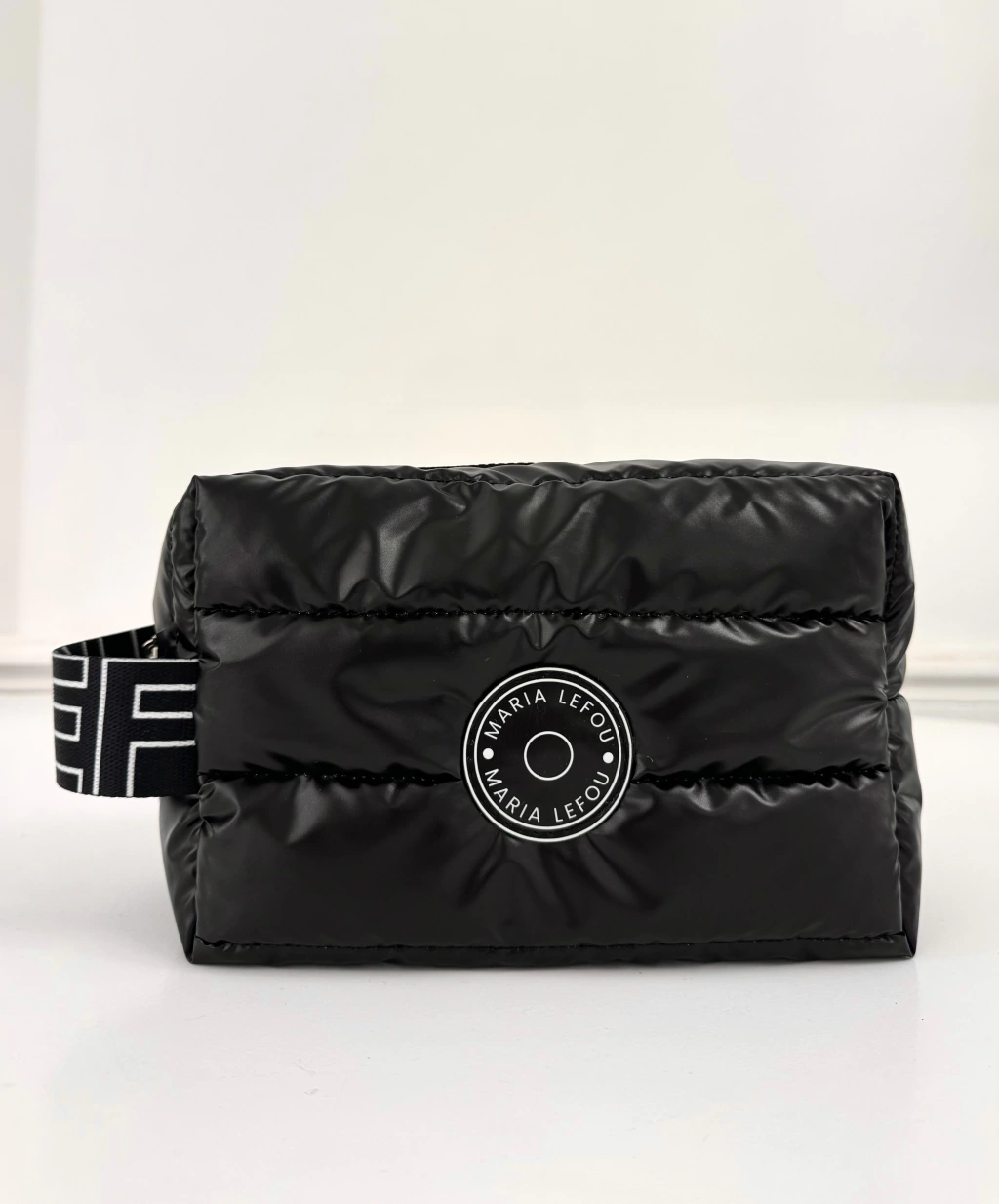 maxi neceser Puffer negro brilloso