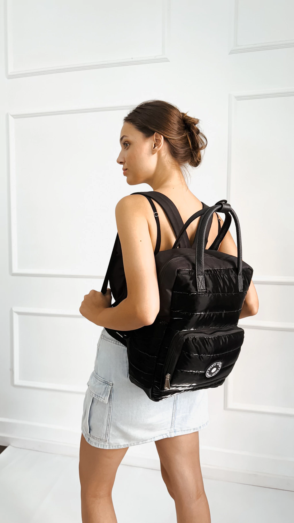mochila mystique negra brilloso