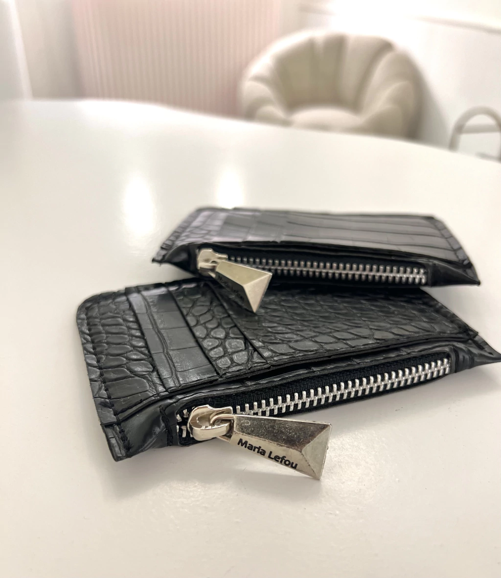 tarjetero fleur negro croco