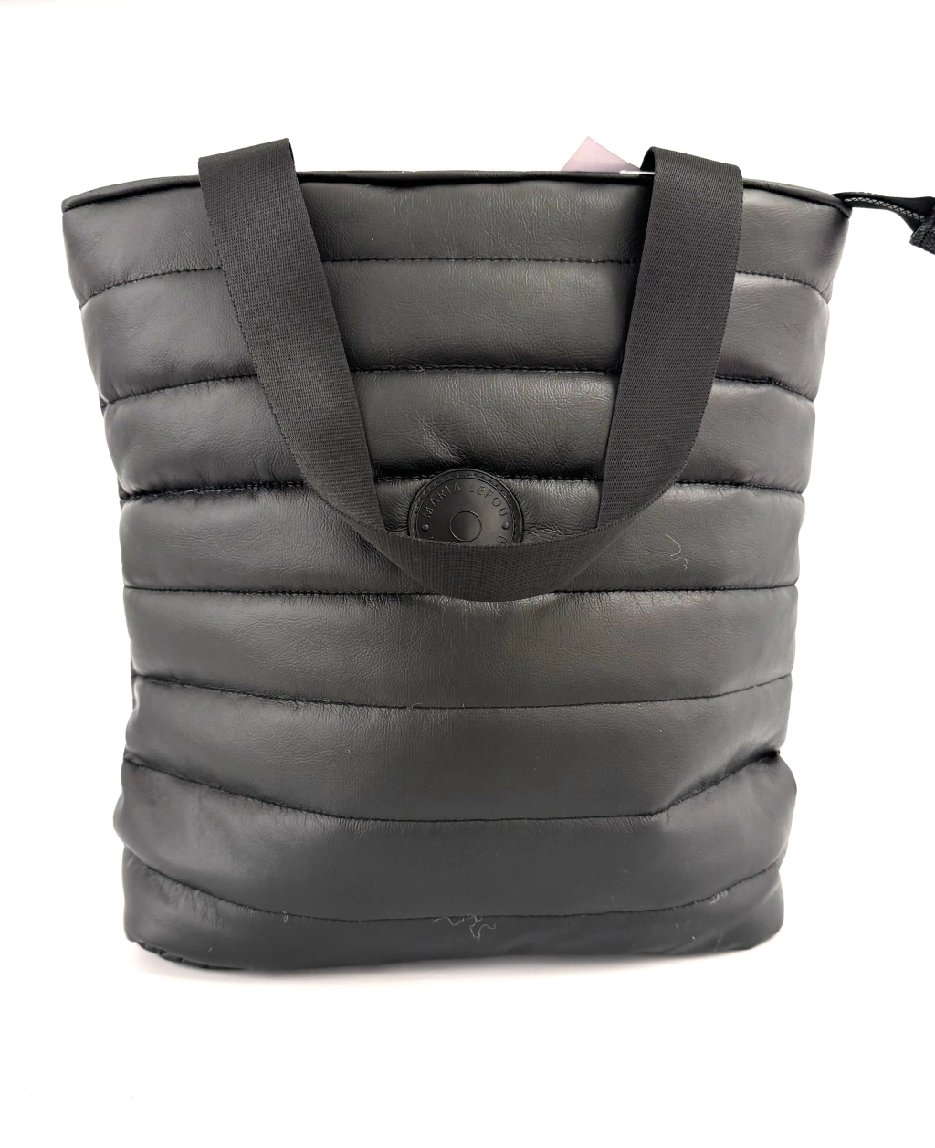 Bolso Puffer Negro logo redondo