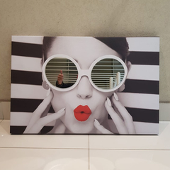Chica rayas lentes blancos - Cuadro con espejos - v/tamaños