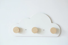Perchero para niños de melamina blanca con forma de  Nube