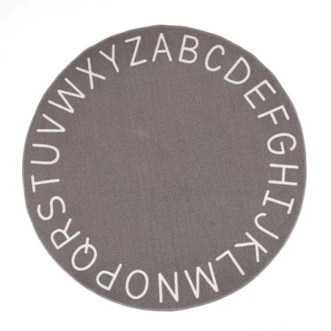 ALFOMBRA TEJIDA REDONDA ABC GRIS