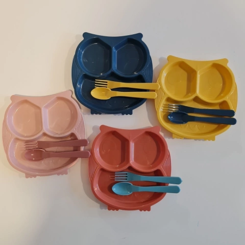 Set de Plato Búho con cubiertos