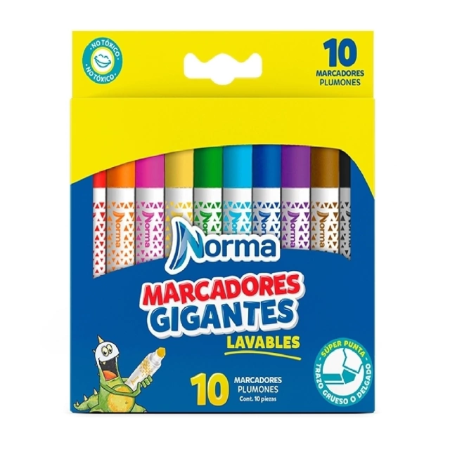 MARCADORES NORMA LAVABLE GIGANTES JUMBO X 10 UND